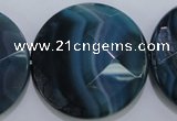 CAG1640 15.5 inches 35mm faceted coin blue agate gemstone beads