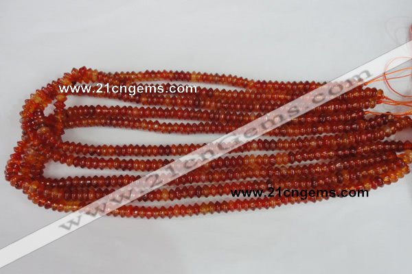 CAG1645 15.5 inches 3*6mm rondelle red agate gemstone beads