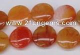 CAG1649 15.5 inches 18mm flat round red agate gemstone beads