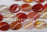 CAG1652 15.5 inches 10*14mm twisted oval red agate gemstone beads