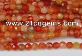 CAG1654 15.5 inches 4mm faceted round red agate gemstone beads