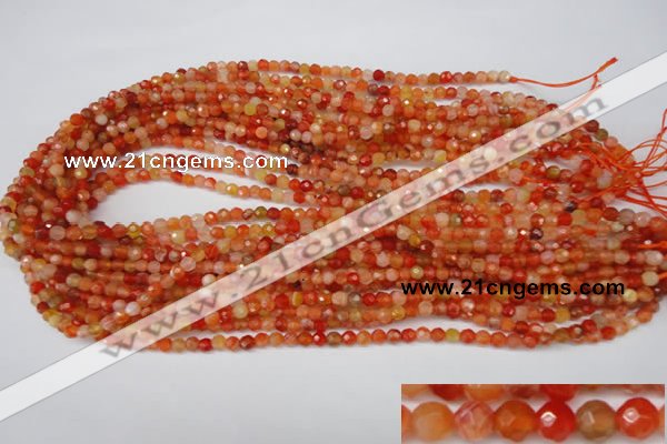 CAG1654 15.5 inches 4mm faceted round red agate gemstone beads