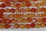 CAG1655 15.5 inches 6mm faceted round red agate gemstone beads