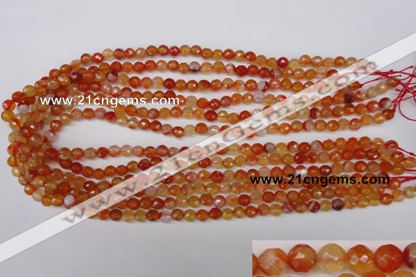 CAG1655 15.5 inches 6mm faceted round red agate gemstone beads