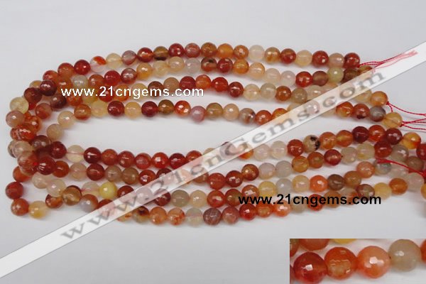 CAG1656 15.5 inches 8mm faceted round red agate gemstone beads