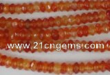 CAG1663 15.5 inches 3*6mm faceted rondelle red agate gemstone beads