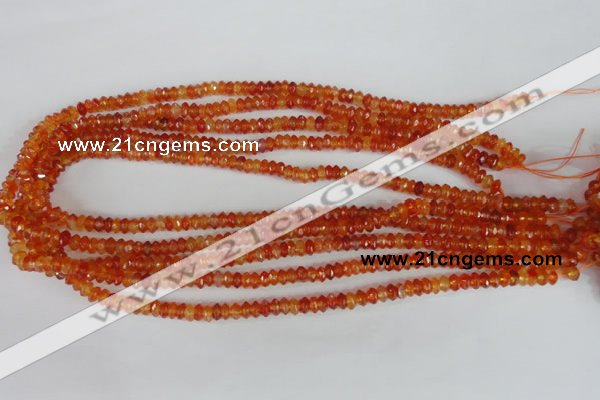 CAG1663 15.5 inches 3*6mm faceted rondelle red agate gemstone beads