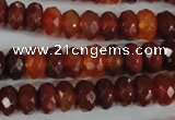 CAG1665 15.5 inches 6*10mm faceted rondelle red agate gemstone beads