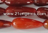 CAG1667 15.5 inches 10*30mm faceted teardrop red agate gemstone beads