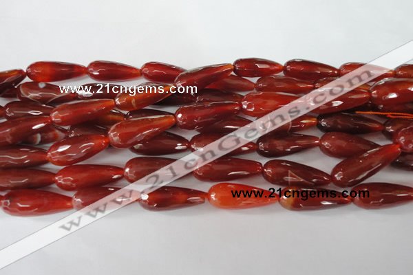 CAG1667 15.5 inches 10*30mm faceted teardrop red agate gemstone beads