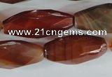 CAG1670 15.5 inches 14*30mm faceted rice red agate gemstone beads