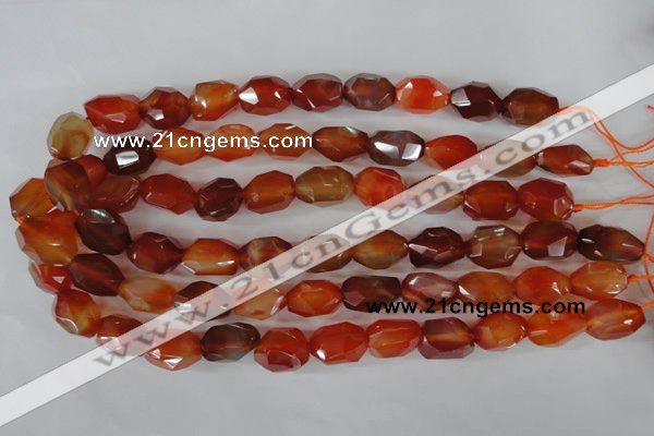 CAG1673 15.5 inches 14*18mm faceted nuggets red agate gemstone beads