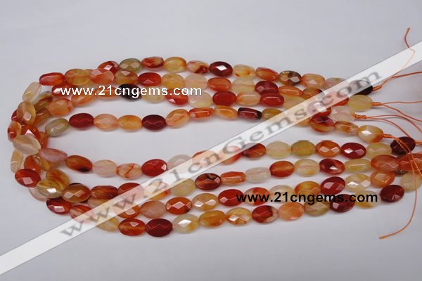 CAG1678 15.5 inches 8*12mm faceted oval red agate gemstone beads