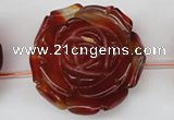 CAG1682 15.5 inches 38mm carved flower red agate gemstone beads