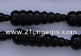 CAG1697 15.5 inches 10*35mm carved teardrop black agate beads