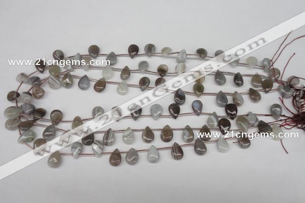 CAG1768 Top-drilled 8*12mm flat teardrop Chinese botswana agate beads