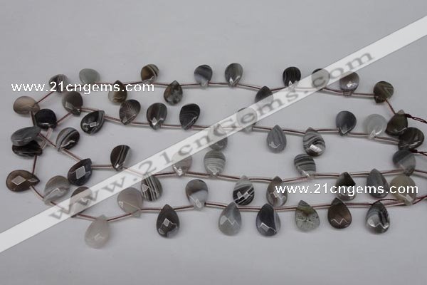 CAG1771 10*14mm faceted flat teardrop Chinese botswana agate beads