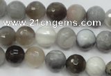 CAG1802 15.5 inches 8mm faceted round grey botswana agate beads