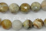 CAG1834 15.5 inches 12mm faceted round bamboo leaf agate beads