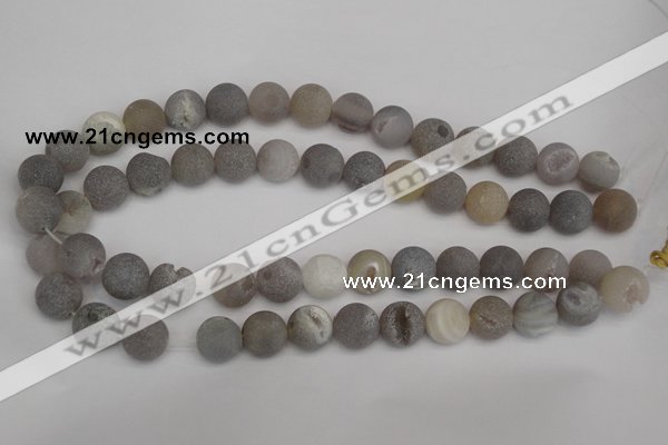 CAG1840 15.5 inches 14mm round matte druzy agate beads whholesale