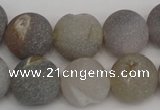 CAG1841 15.5 inches 16mm round matte druzy agate beads whholesale