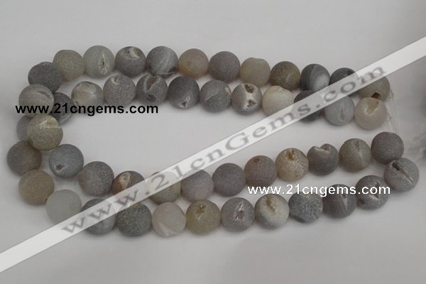 CAG1841 15.5 inches 16mm round matte druzy agate beads whholesale