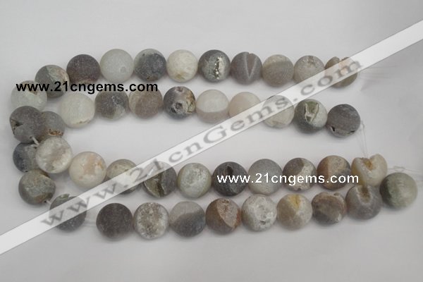 CAG1842 15.5 inches 18mm round matte druzy agate beads whholesale