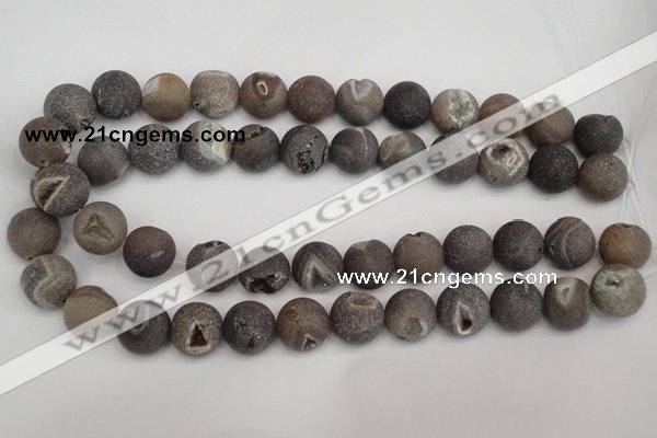 CAG1845 15.5 inches 16mm round matte druzy agate beads whholesale