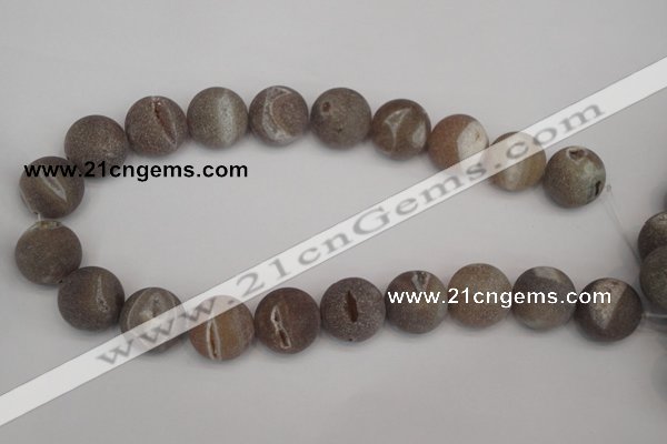 CAG1847 15.5 inches 20mm round matte druzy agate beads whholesale