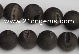 CAG1848 15.5 inches 14mm round matte druzy agate beads whholesale