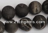 CAG1849 15.5 inches 16mm round matte druzy agate beads whholesale