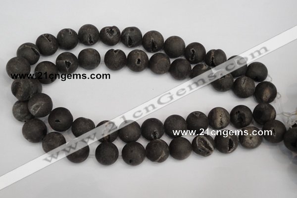 CAG1849 15.5 inches 16mm round matte druzy agate beads whholesale