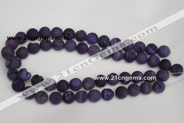 CAG1852 15.5 inches 14mm round matte druzy agate beads whholesale