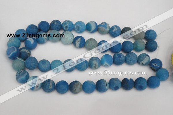 CAG1857 15.5 inches 16mm round matte druzy agate beads whholesale