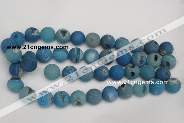 CAG1858 15.5 inches 18mm round matte druzy agate beads whholesale