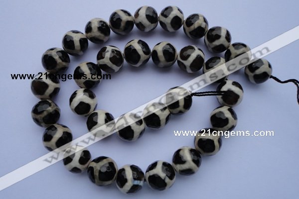 CAG1871 15.5 inches 8mm faceted round tibetan agate beads wholesale