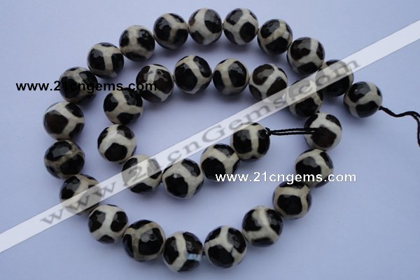 CAG1872 15.5 inches 10mm faceted round tibetan agate beads wholesale