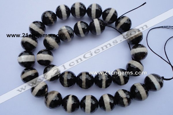 CAG1878 15.5 inches 6mm faceted round tibetan agate beads wholesale