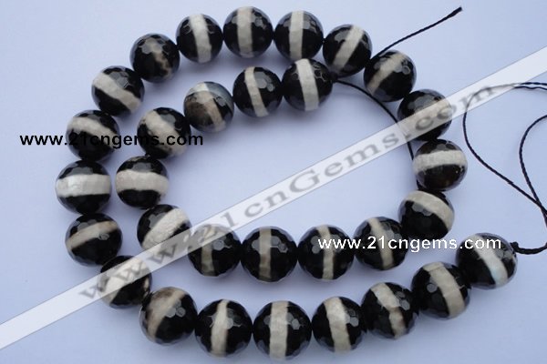 CAG1880 15.5 inches 10mm faceted round tibetan agate beads wholesale