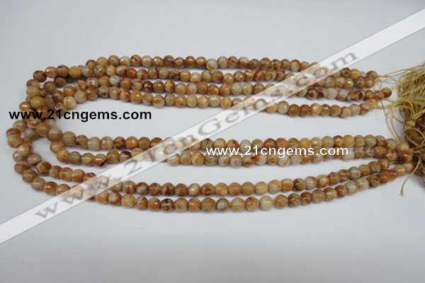 CAG1885 15.5 inches 6mm faceted round lemon crazy lace agate beads