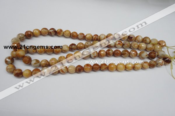 CAG1887 15.5 inches 10mm faceted round lemon crazy lace agate beads