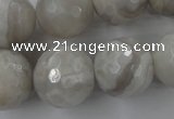 CAG1910 15.5 inches 18mm faceted round grey agate beads wholesale