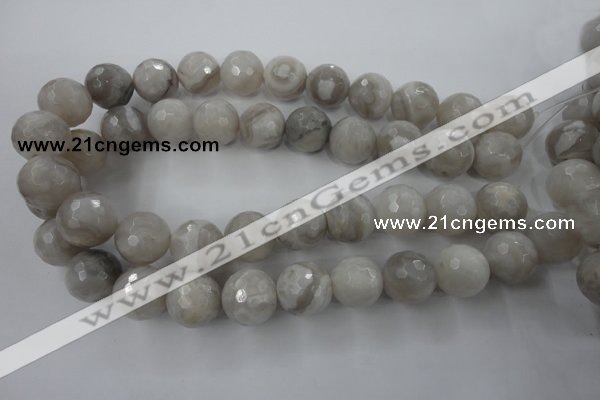 CAG1910 15.5 inches 18mm faceted round grey agate beads wholesale