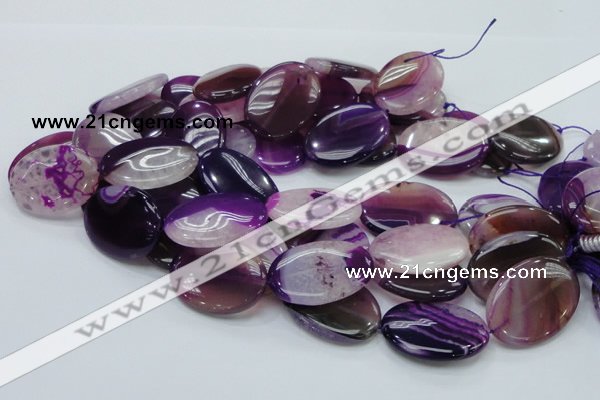 CAG202 15.5 inches 25*35mm oval purple agate gemstone beads