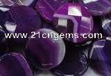 CAG203 15.5 inches 20mm faceted coin purple agate gemstone beads