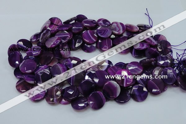 CAG203 15.5 inches 20mm faceted coin purple agate gemstone beads