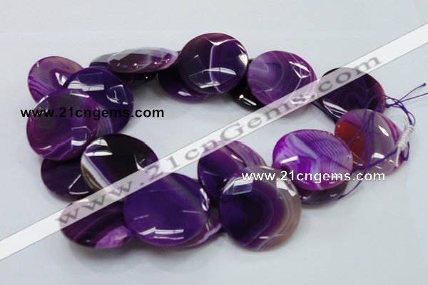 CAG204 15.5 inches 40mm faceted coin purple agate gemstone beads