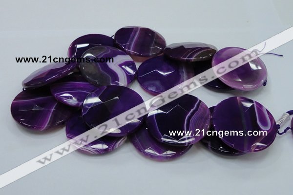 CAG205 15.5 inches 50mm faceted coin purple agate gemstone beads