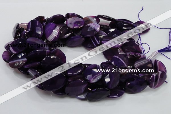 CAG208 15.5 inches 18*25mm faceted oval purple agate gemstone beads