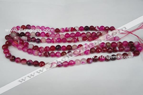 CAG2085 15.5 inches 6mm faceted round fuchsia line agate beads